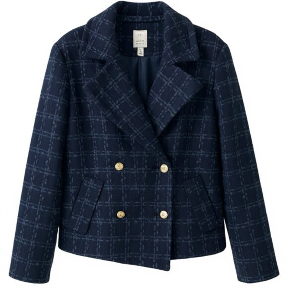 Lauren Conrad Double Breasted Peacoat Jacket--Navy Tweed--Size XL--MSRP $78 - Picture 1 of 7